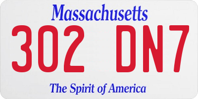 MA license plate 302DN7