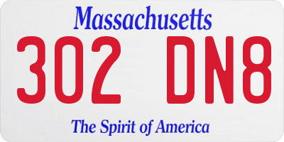 MA license plate 302DN8