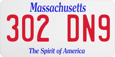 MA license plate 302DN9