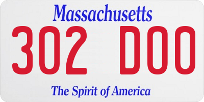 MA license plate 302DO0