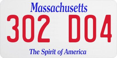 MA license plate 302DO4
