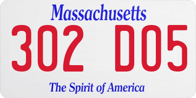 MA license plate 302DO5