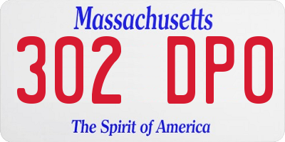 MA license plate 302DP0