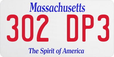 MA license plate 302DP3