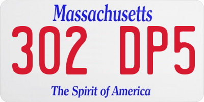 MA license plate 302DP5