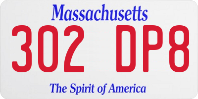 MA license plate 302DP8