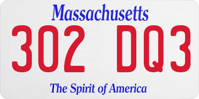 MA license plate 302DQ3