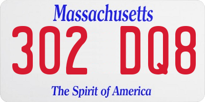 MA license plate 302DQ8