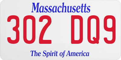 MA license plate 302DQ9