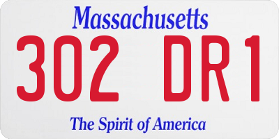MA license plate 302DR1