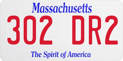 MA license plate 302DR2