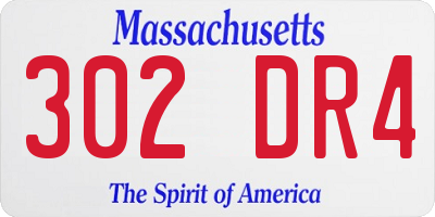MA license plate 302DR4