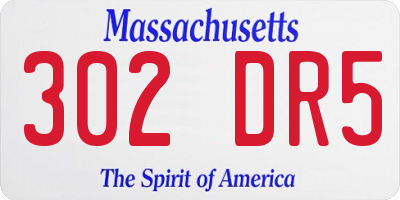 MA license plate 302DR5