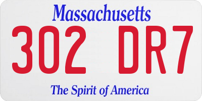 MA license plate 302DR7