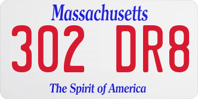 MA license plate 302DR8