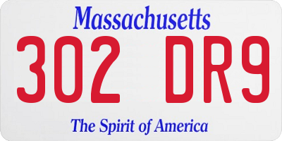 MA license plate 302DR9