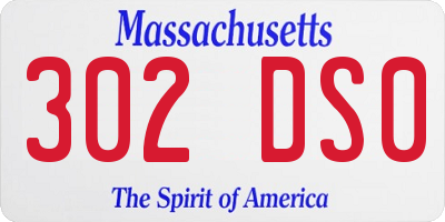 MA license plate 302DS0