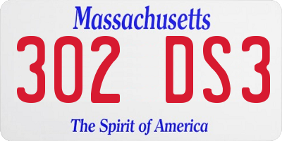 MA license plate 302DS3