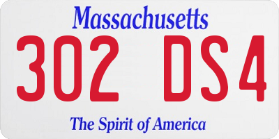 MA license plate 302DS4