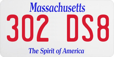 MA license plate 302DS8