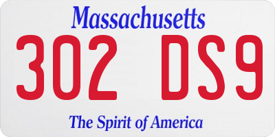MA license plate 302DS9