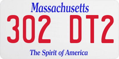 MA license plate 302DT2
