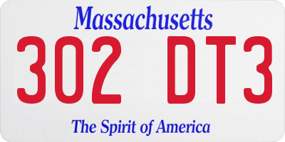 MA license plate 302DT3
