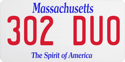 MA license plate 302DU0