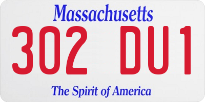 MA license plate 302DU1