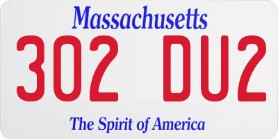 MA license plate 302DU2