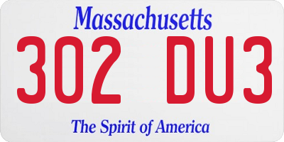 MA license plate 302DU3