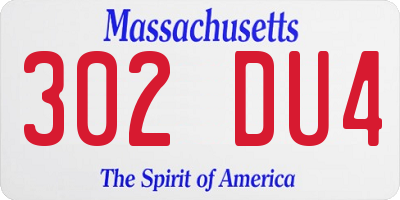 MA license plate 302DU4