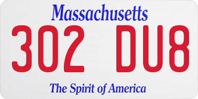MA license plate 302DU8