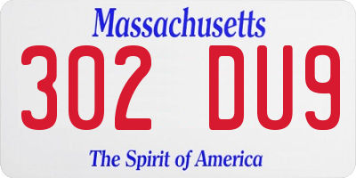 MA license plate 302DU9