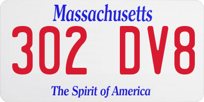 MA license plate 302DV8