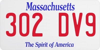 MA license plate 302DV9