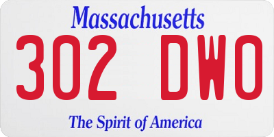 MA license plate 302DW0