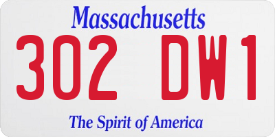 MA license plate 302DW1