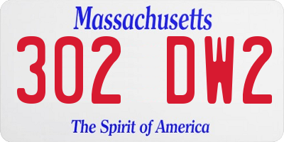 MA license plate 302DW2