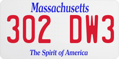 MA license plate 302DW3