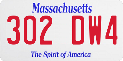 MA license plate 302DW4