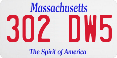 MA license plate 302DW5