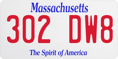 MA license plate 302DW8
