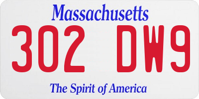 MA license plate 302DW9