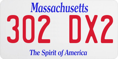 MA license plate 302DX2