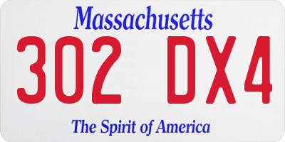 MA license plate 302DX4