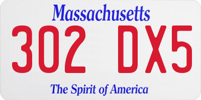 MA license plate 302DX5