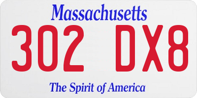 MA license plate 302DX8