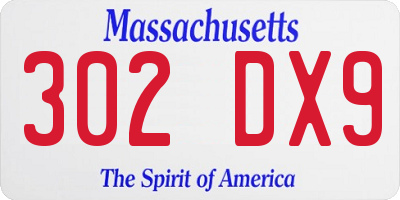 MA license plate 302DX9