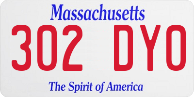 MA license plate 302DY0